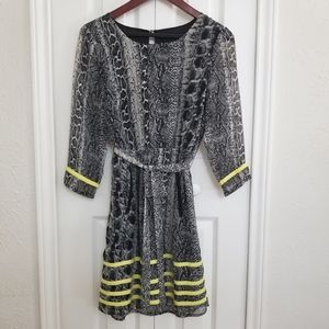 Snake print mini, super cute  dress with neon